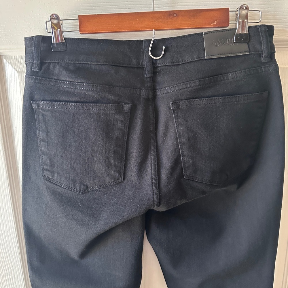 Lauren Ralph Lauren Premier Straight Jeans Women 10 Black Mid Rise Stretch Denim - Picture 8 of 10